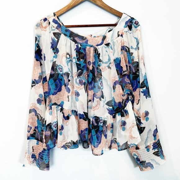 Tramp Floral Sheer Colorful Swing Blouse Size Large EUC - Picture 13 of 16